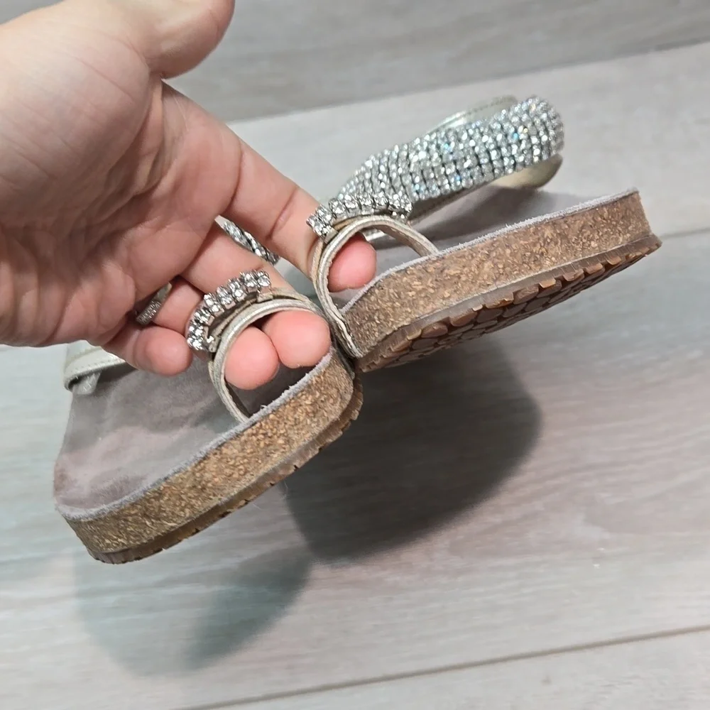 Mephisto Women Crysta Loop Toe l Beads Wedge Sandals shoes sz 39/9